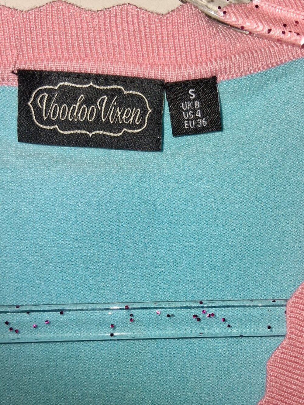 Turquoise Pink Cardigan, S - Picture 2 of 2